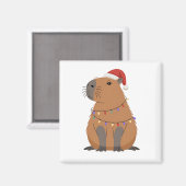 Christmas Capybara With Santa Hat Xmas Lights Magnet (Vorderseite/Rückseite)