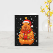 Christmas Capybara With Santa Hat Xmas Lights Tree Karte (Gelbe Blume)