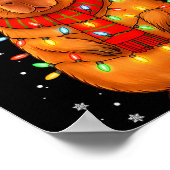 Christmas Capybara With Santa Hat Xmas Lights Tree Poster (Ecke)