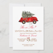Christmas Car and Tree Gender Reveal Invitation Einladung (Vorderseite)