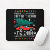 Christmas Car Drifting Through Snow Ugly Xmas Men Mousepad (Mit Mouse)