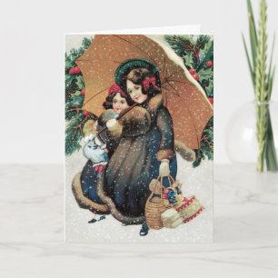 Christmas Card  - Adorable Mother Daughter Card Feiertagskarte
