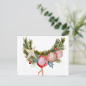 Christmas Card Best Wishes Christmas Ornatments Fe Postkarte (Stehend Vorderseite)
