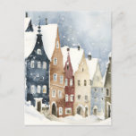 Christmas Card Best Wishes Winter Town Snow Feiert Postkarte<br><div class="desc">Christmas Card Postcard with Winter Town</div>