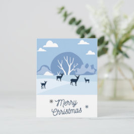 Christmas Card Blue Deer in Winter Feiertagskarte