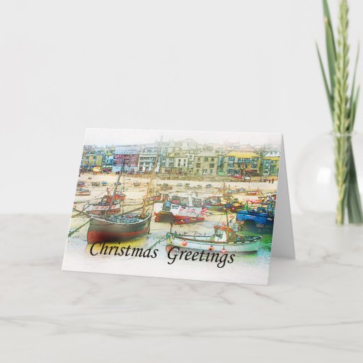 Christmas Card Boats Feiertagskarte (Vorderseite)