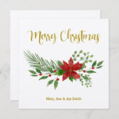 Christmas card design with Poinsettia Design (Vorne/Hinten)