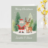 Christmas Card from a couple - Santa and Reindeer Karte (Gelbe Blume)