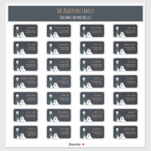 Christmas Card Mailing List Label Set Llama Sheep (Blatt)