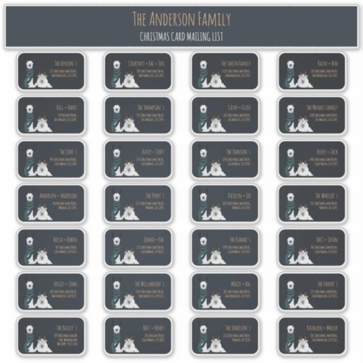 Christmas Card Mailing List Label Set Llama Sheep  (Vorderseite)