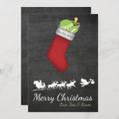 Christmas Card Pregnancy Announcement Chalkboard Feiertagskarte (Vorne/Hinten)