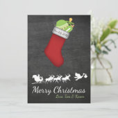 Christmas Card Pregnancy Announcement Chalkboard Feiertagskarte (Stehend Vorderseite)