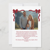 Christmas Card – Red Bow, 4 Photo, Personalized Dankeskarte (Rückseite)