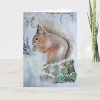 Christmas Card - Red Squirrel Feiertagskarte