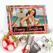 Christmas Card - Retro - Tropical - "Let It Snow" Karte