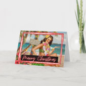 Christmas Card - Retro - Tropical - "Let It Snow" Karte (Vorderseite)