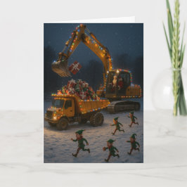 Christmas card Santa, Christmas Elves, digger,  Karte