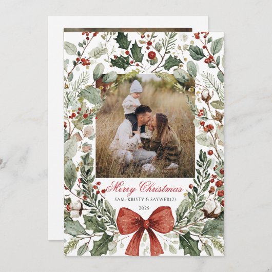 Christmas Card Watercolor botanical floral Einladung (Vorne/Hinten)