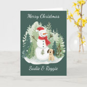 Christmas Card watercolor - Snowman and Dog Karte (Gelbe Blume)