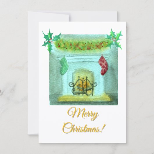 Christmas Card With A Fireplace Feiertagskarte (Vorderseite)