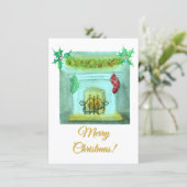 Christmas Card With A Fireplace Feiertagskarte (Stehend Vorderseite)