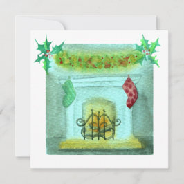 Christmas Card With A Fireplace Karte
