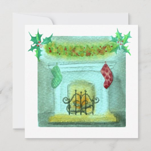 Christmas Card With A Fireplace Karte (Vorderseite)