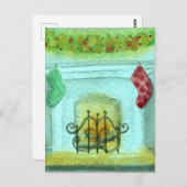 Christmas Card With A Fireplace Postkarte (Vorne/Hinten)
