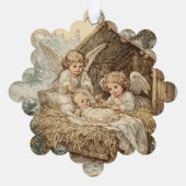 Christmas card with baby Snowflake Framed Ornament (Rückseite)