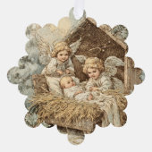 Christmas card with baby Snowflake Framed Ornament (Vorderseite)