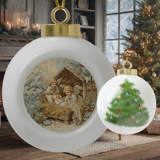 Christmas card with baby Snowflake Framed Ornament