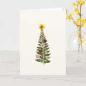 Christmas Card with Pressed Flower Tree Karte (Gelbe Blume)