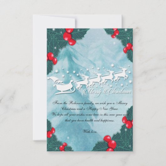 Christmas Card With Santa's Reindeer Dankeskarte (Vorderseite)