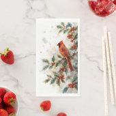 Christmas Cardinal and Holly Leaves Serviette (Beispiel)