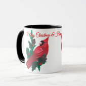 Christmas Cardinal & Holly Mug Cup Tasse (Vorderseite Links)