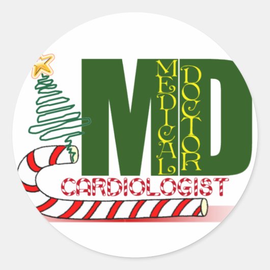 CHRISTMAS CARDIOLOGIST RUNDER AUFKLEBER (Vorderseite)