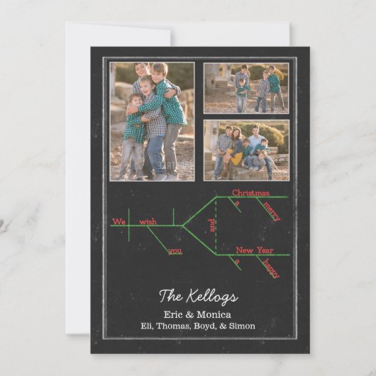 Christmas Carol Diagrammed auf Chalkboard Feiertagskarte (Vorderseite)