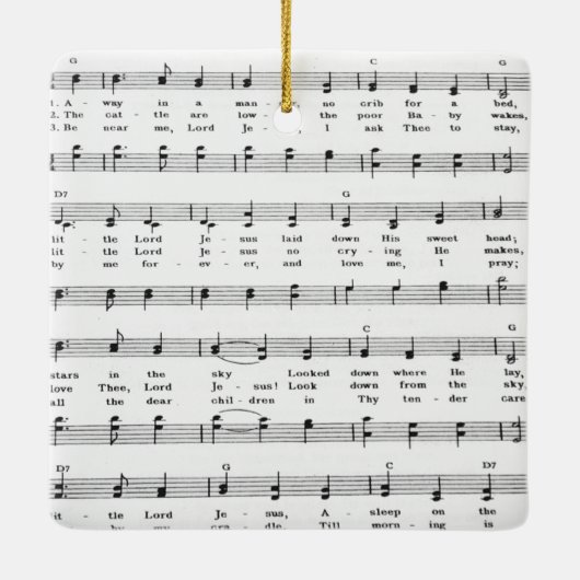 Christmas Carol Sheet Music Away in hat Essen Keramikornament (Rückseite)