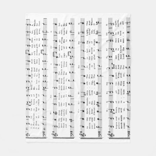 Christmas Carol Sheet Music Fleecedecke (Vorderseite)