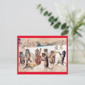 Christmas Carol Singing, Louis Wain Postcard Postkarte (Stehend Vorderseite)