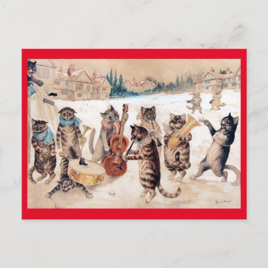 Christmas Carol Singing, Louis Wain Postcard Postkarte (Vorderseite)