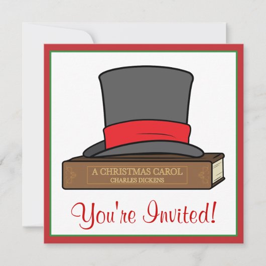 Christmas Carol und English Top Hat Party Einladung (Vorderseite)