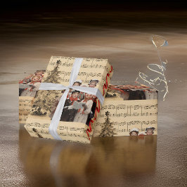Christmas Carolers Music Red Ribbon Geschenkpapier