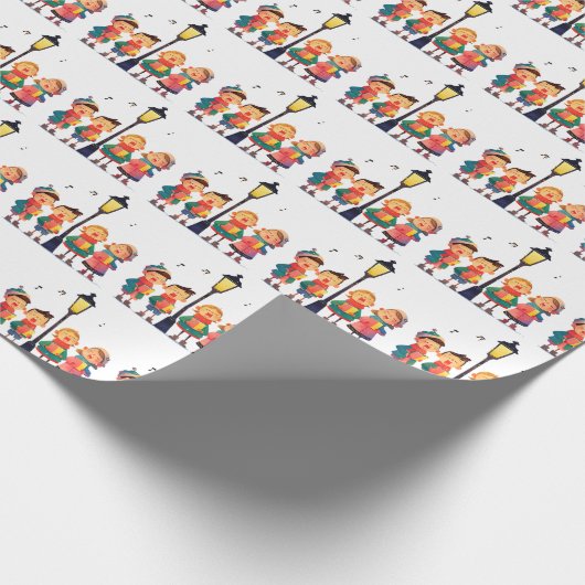Christmas Carolers Singing by a Lampost Geschenkpapier (Ecke)