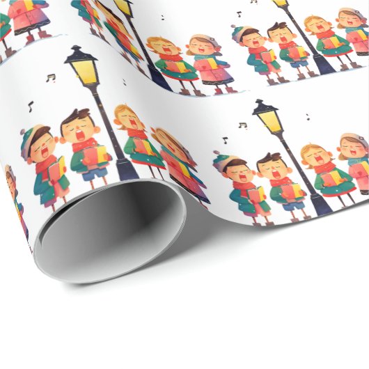 Christmas Carolers Singing by a Lampost Geschenkpapier (Rolleneckpunkt)