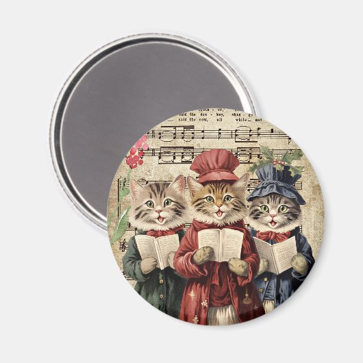 Christmas Caroling Cats Magnet (Vorderseite/Rückseite)