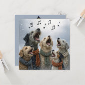 Christmas Caroling Dogs In Snowflakes Karte (Vorderseite/Rückseite Beispiel)