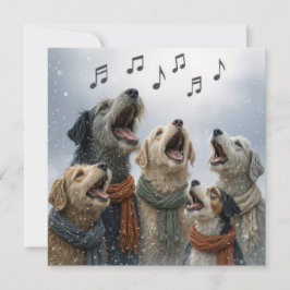 Christmas Caroling Dogs In Snowflakes Karte