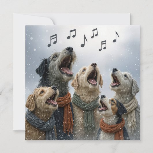 Christmas Caroling Dogs In Snowflakes Karte (Vorderseite)