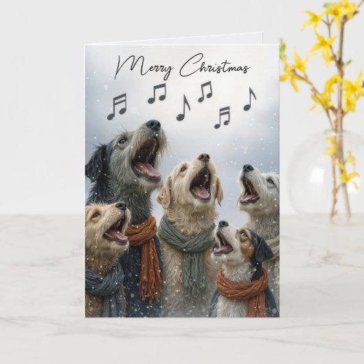 Christmas Caroling Dogs In Snowflakes Karte (Gelbe Blume)